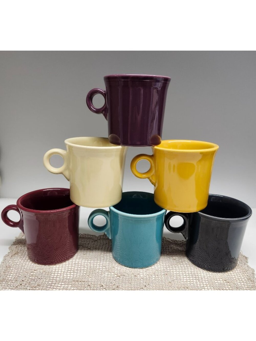 Fiesta Coffee Mugs Set of 6 Fiestaware Classic Ring Handle HLC Fiesta
